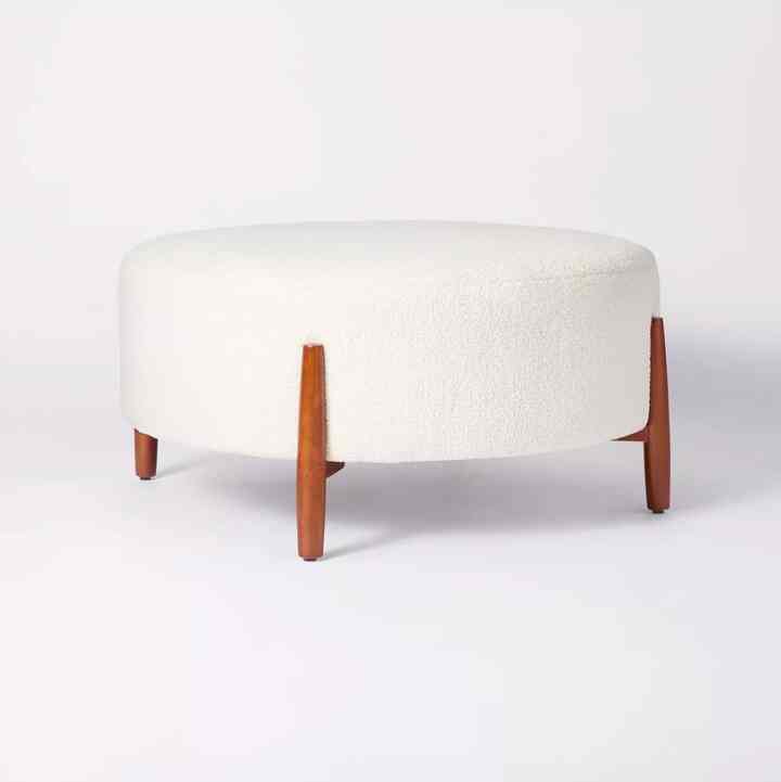 Elroy Faux Shearling Round Cocktail Ottoman