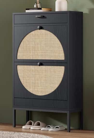 Boho Natural Rattan Shoe Storage Cabinet