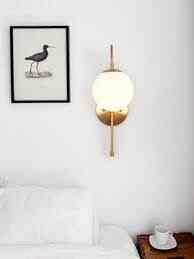 Art Deco Milk Glass Shade Brass Arm Wall Light