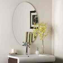 Oval Beveled Frameless Wall Mirror