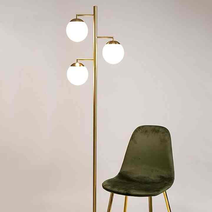 Cosmic Glow Floor Lamp, Contemporary Modern LED Standing Tall Pole Lamp with 3 Globe Frosted Glass Shade for Bedroom