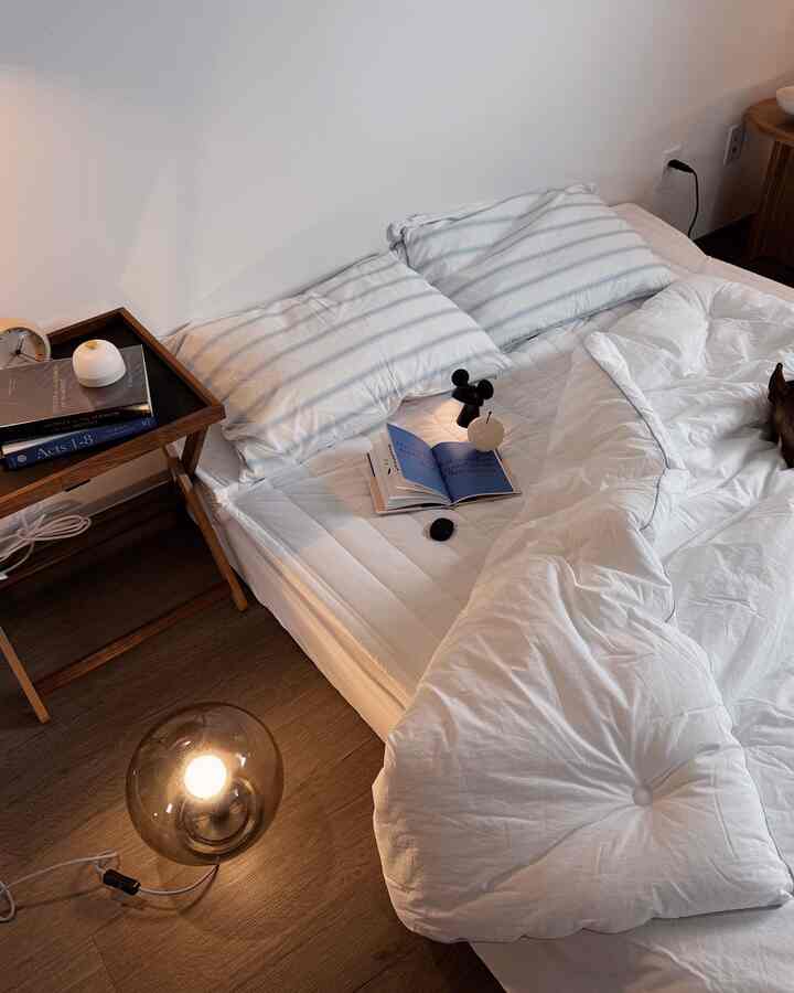 It’s best under the blanket on a rainy day🌧️

#bedroom #bedroominterior #bedroomdecor #lamp #lightinginterior #bedding #beddingset #sidetable #homedecor #cozybedroom 