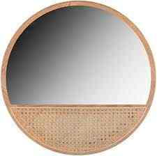 Round Rattan Decor Wall Mirror
