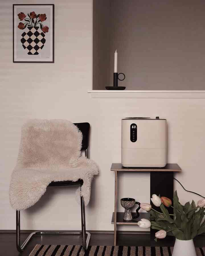 A must have for dry season: humidifier 

#livingroominterior #livingroom #livingroomdecoration #rug #sidetable #humidifier #thonet #chair #flower #flowerinterior #candleholder #poster #posterframe #interiorprops 
