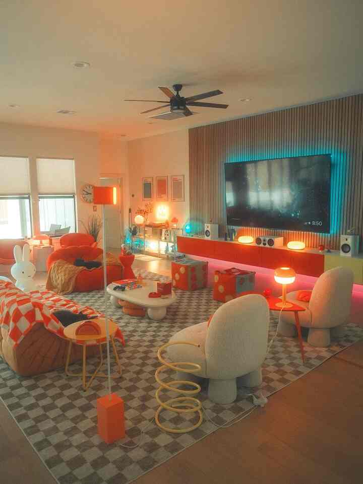 Creating a colorful and fun space allows for a peaceful and very unique living space!  We loved designing this space!

#cozyhome #dopaminedecor #colorfulinterior #colorful #postmodern #eclectic