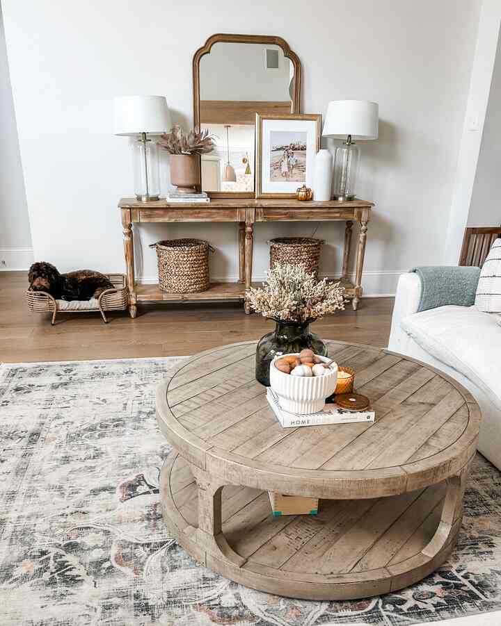 Different console in our family room - we prefer the extra storage the caninets provide though! #livingroom #consoletable 