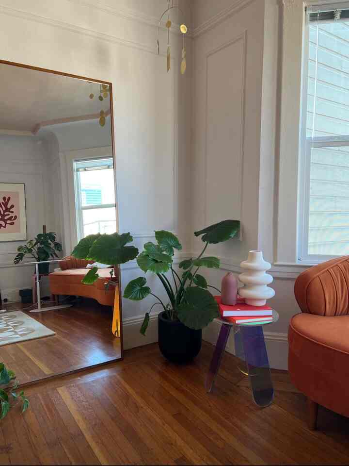 Big mirrors add so much light in corners #livingroom #postmodern #apartmentinterior 
