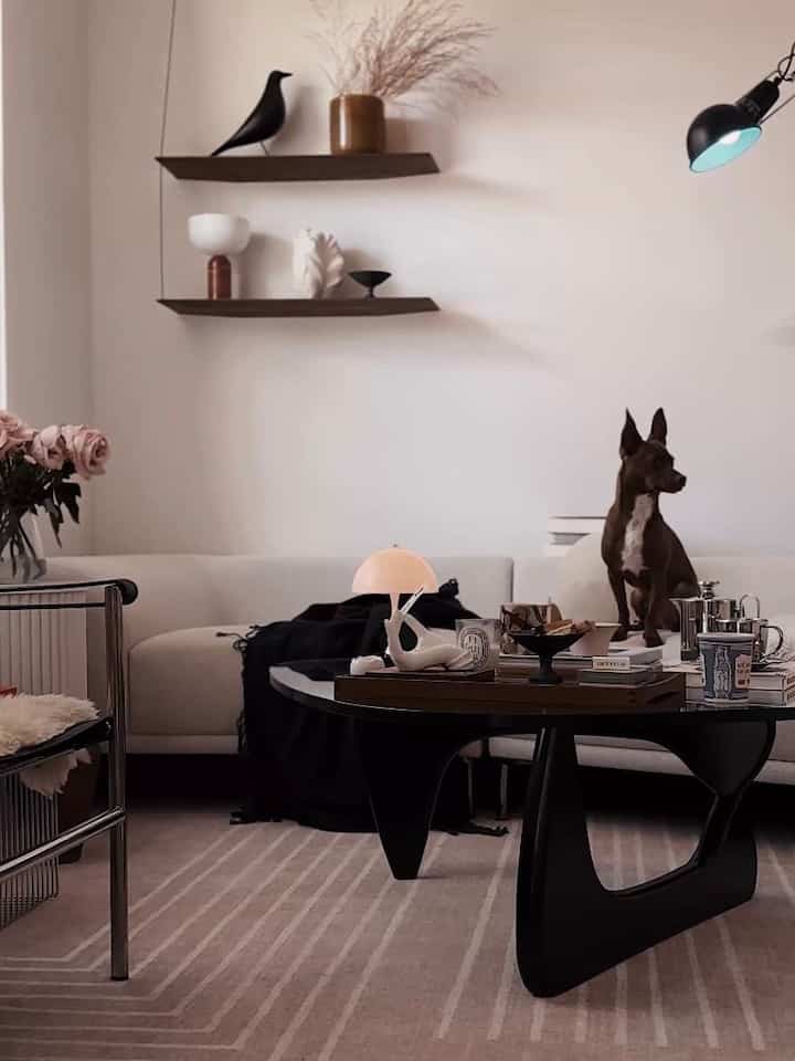 He looks like a statue 😂

#livingroom #livingroominterior #livingroomtable #coffeetable #couch #sofa #loungechair #lc1 #rug #shlef #shelfinterior #shelfdecoration #wallshelf #vase #lamp #lighting #lightinginterior #dog #doglover #blanket #japandi #minimalinterior 