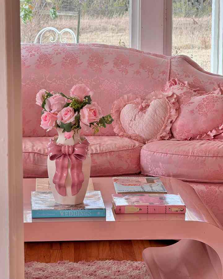 I love collecting vintage coffee table books for my living room #pink #shabbychic #vintage #dollcore #bow