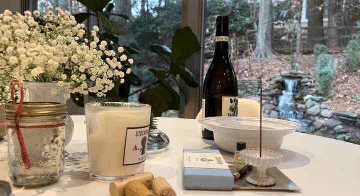 On my dining table #diningtable #saarinentable #diningtabledecor #cozydecor #insence #candle #cozyhomedecor