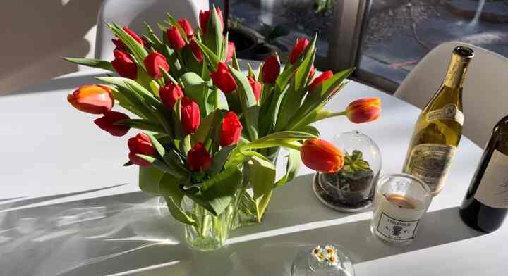 Saarinen table and tulips #diningtabledecor #tabledecor #diningroom #diningroomdecor #diningroominterior #cozydiningroom #flowerdecor #knoll #hermanmiller
#saarinentable #tulipchair
