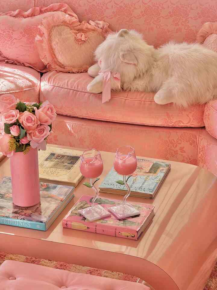 I love these cute little flower wine glasses! They’re so whimsical and romantic. 🌸 #pink #wineglass #livingroom #vintage #girly ￼