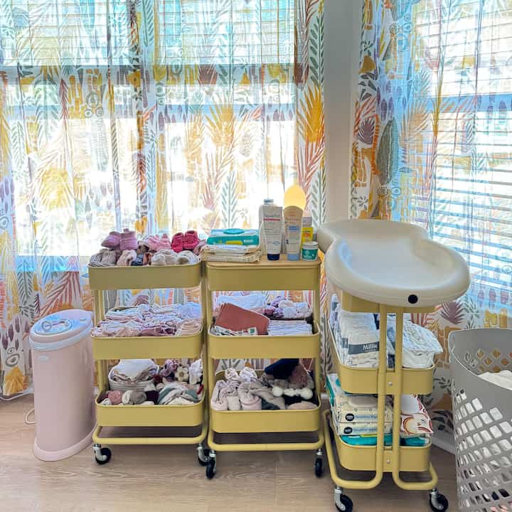 Proof that diaper duty and tiny outfit organization can be chic! These yellow IKEA carts are keeping us organized (and keeping the chaos at bay… for now 😉)

#babyroomdecoration #babyroom #parenting #Organizingclothes #organizedstorage #babyroominterior #ikea #ikealighting #ikeacabinet #ikeafurniture #lamp #light #lightinginterior #lighting #lightingeffect #ikeatroli 