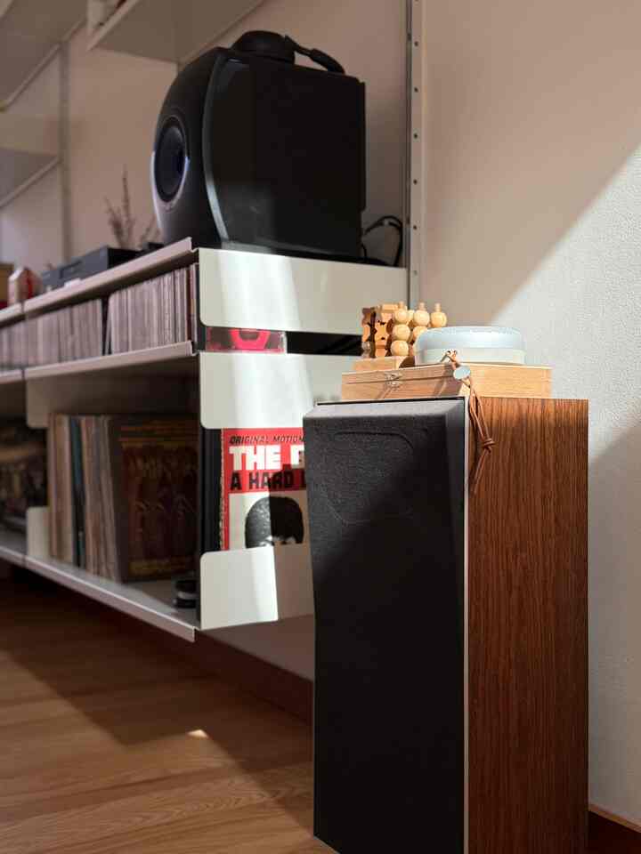 Media shelving #walldecor #livingroomdecor #wallsystem #speaker #mediasystem 