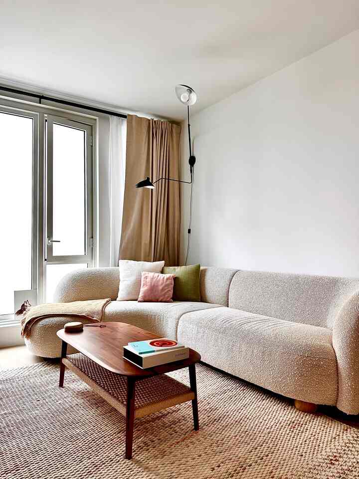 Minimal, warm, and oh-so-inviting. ☕✨ The perfect spot for slow mornings and cozy evenings. Anyone else obsessed with bouclé sofas? #HomeVibes #LafayetteSt #OHousestyle