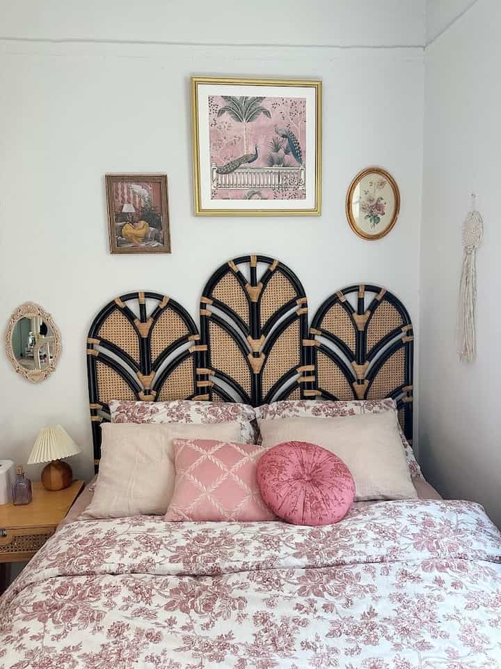 I wanted a bedroom that felt feminine and like a place I wanted to wake up in. I love it 🌸 #bedroom #feminine #pinkbedroom #sophisticated #boho 