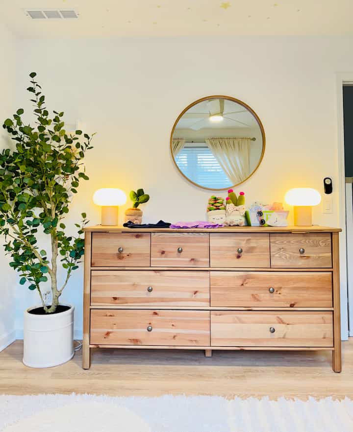 The heart of the nursery—this beautiful dresser keeps everything organized while bringing warmth and charm to the space!

#nursery #nurseryinterior #nurserydecoration #nurseryfurniture #dresser #chest #babyroomdecoration #babyroominterior #baby #ikea #ikealighting #ikeacabinet #ikeafurniture #lamp #light #lightinginterior #lighting #lightingeffect 