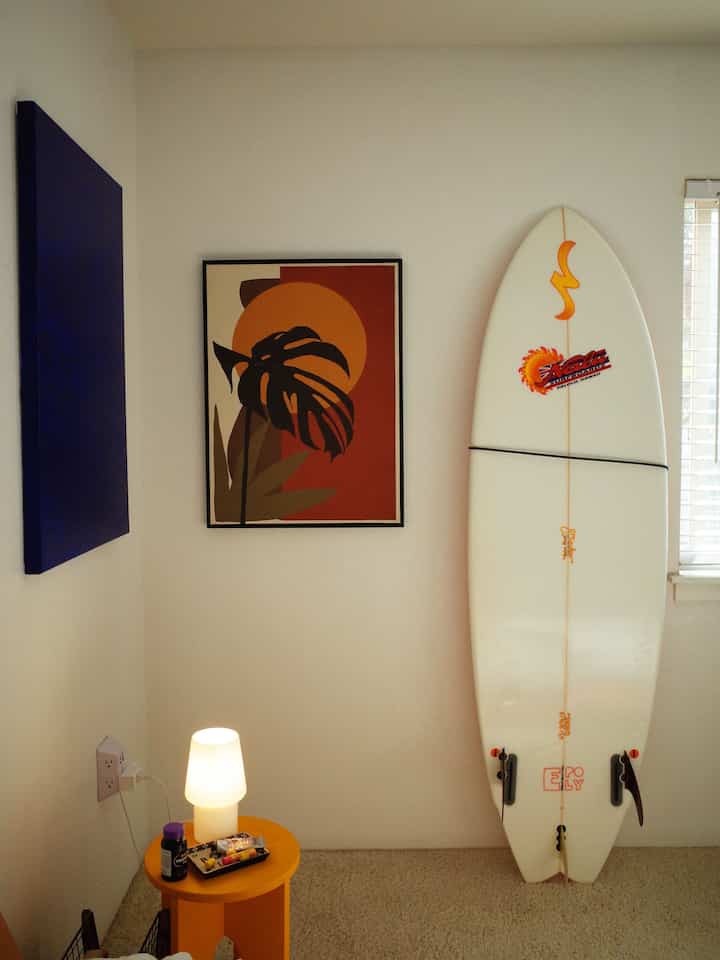How do you decorate your walls? For us, it's easy—our surfboards ARE the wall art! 🏄‍♀️✨ Functional, stylish, and totally on brand 🌊💙 #SurfboardWallArt #FunctionalDecor #CoastalVibes #HomeAesthetic #SurfStyle #MinimalLiving #OceanInspired #BoardStorageGoals #InteriorInspo #BeachHouseVibes