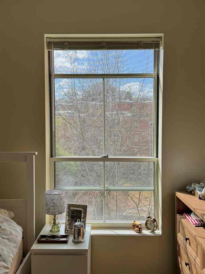 hope the scenery outside the window will soon turn green 🌿🍃🌱🪵

#bedroom #bedroominterior #bedframe #bedsidetable #bedroomfurniture #bedroomdecor #candle 