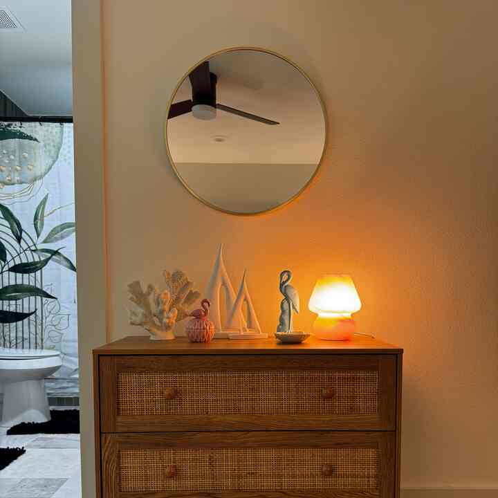 The dresser opposite the bed in our guestroom evokes cozy vibes with the continuation of the nautical theme 
#guestroom