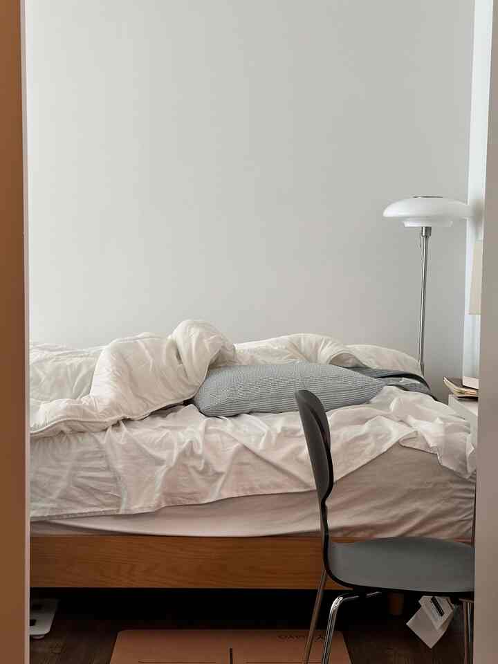 Just a natural look at our bedroom. 😅 #RealLife #bedroominterior #bed #bedding 