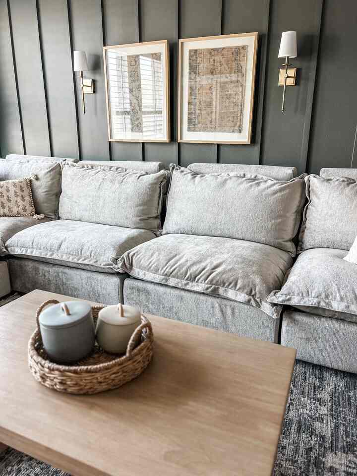New sofa in our gameroom and it does it all! Has hidden recliners and amazing performance fabric! #homebody #familyfriendly 