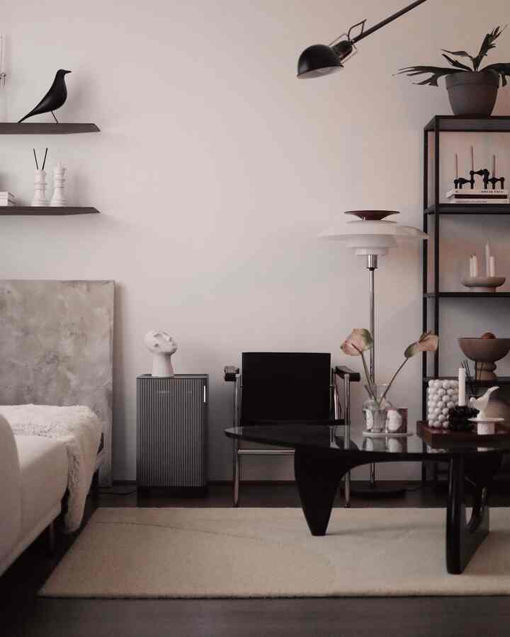 Black point living room interior 🖤

#livingroominterior #livingroom #livingroomdecoration #interiorprops #airpurifier #Samsung #vase #flower #flowerinterior #lighting #lamp #lightinginterior #coffeetable #shelf #shelfinterior #sofa #couch #cavasframe #candleholder 