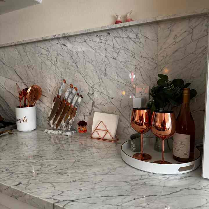 We cook here every night and it never feels old.  Marble and gold you just can’t go wrong!
#kitcheninterior #rosegold #kitchen