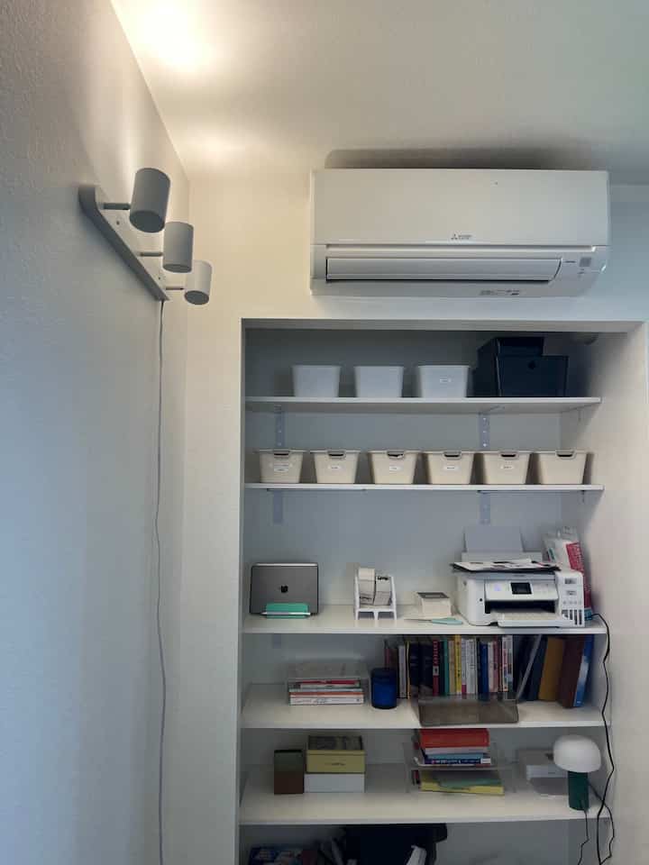 Built this shelf for some extra office storage — looks so organized now and I’m loving it! ✨ #officestorage #organizationinspo #homeshelves #workspacegoals #homeofficeinspo #organizedspace #homedetails #simpledecor #modernhome #interiorinspo #storagesolutions