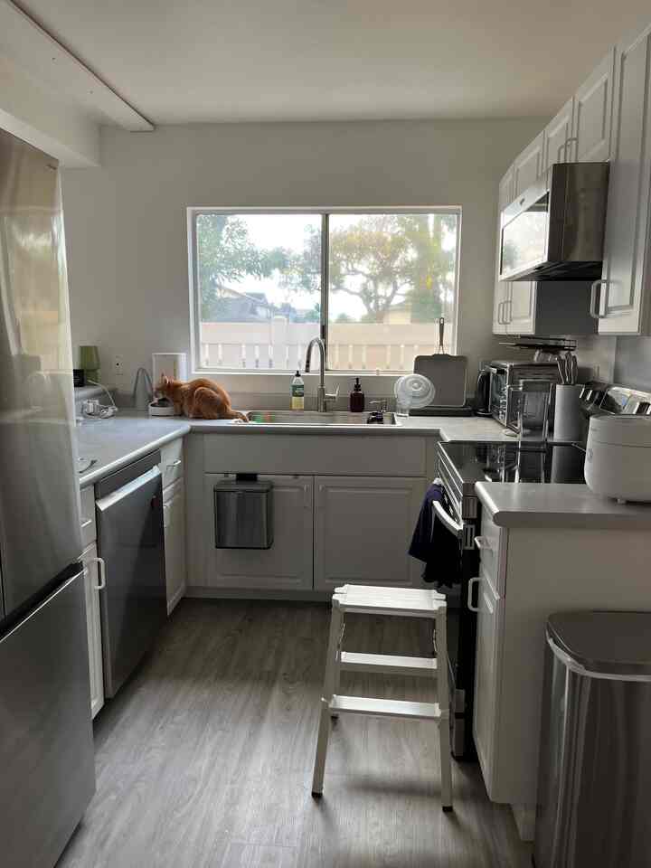 Small kitchen but made it super practical! ✨ Just need a little pop of color now — thinking a rug will do the trick! #kitchenorganization #smallkitchen #practicaldecor #kitcheninspo #minimalistkitchen #homedetails #cozyhome #ruggogogo #simpleliving #kitchenvibes