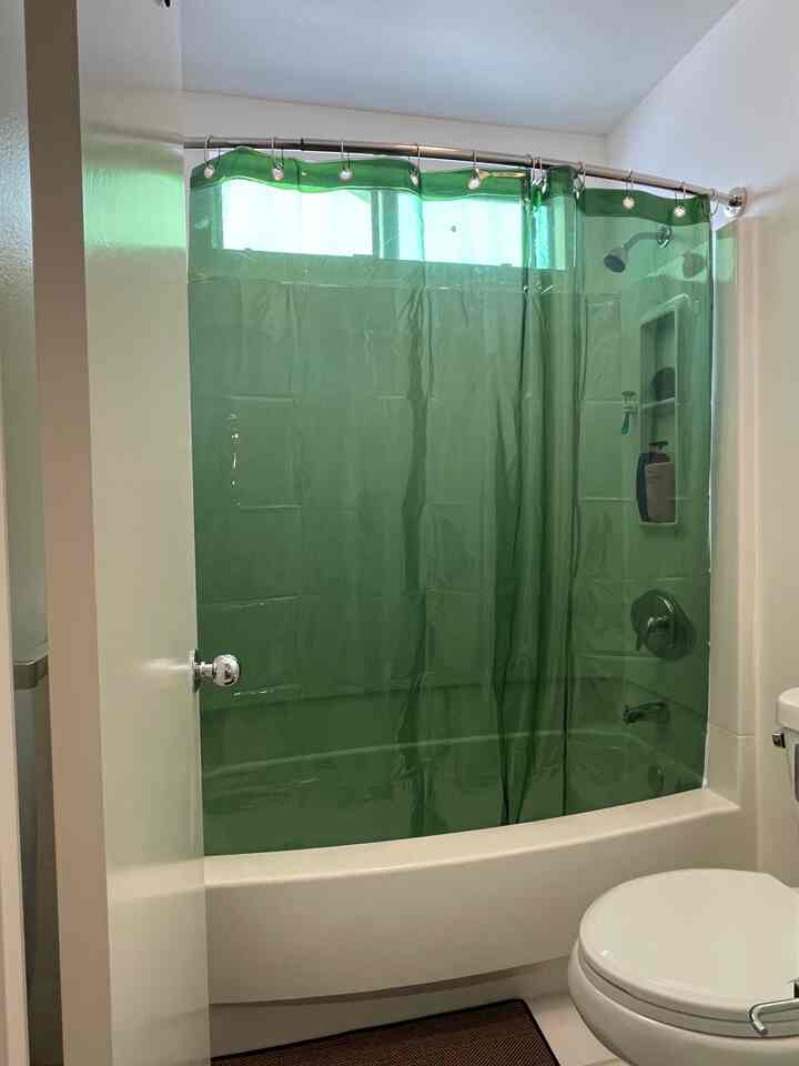 Loving this colored shower inner curtain moment! 🎨✨ It’s the perfect pop of color for the bathroom. #showercurtain #bathroomvibes #colorpop #interiorinspo #bathroomdecor #smallbathroomideas #homedetails #cozyhome #simpledecor