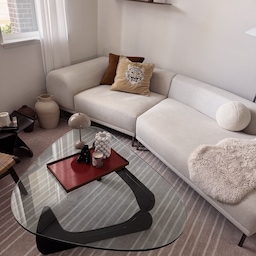 A calm and cozy living room in neutral tones.
#livingroom #livingroominterior #livingroomdecoration #coffeetable #couch #sofa #tray #vase #rug #lamp #lighting #lightinginterior #cushion #neutral #japandi 