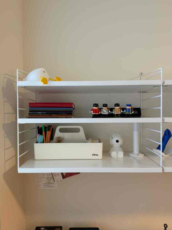 Small way to elevate your home part 4.
Use toolboxes or similar containers! We all have a ton of small things lying around especially at a home office. Things like staplers, batteries, rulers, etc. I have a small desk so I simply don’t have a drawer for those things so I am using a toolbox by Vitra here to organize them. Now I can semi-hide them but still know where they are and my desk area is clean and my shelf looks nice!

#shelfinterior #shelfie #toolbox #elevateyourhome #elevateyourplace #homeoffice #officeinterior 