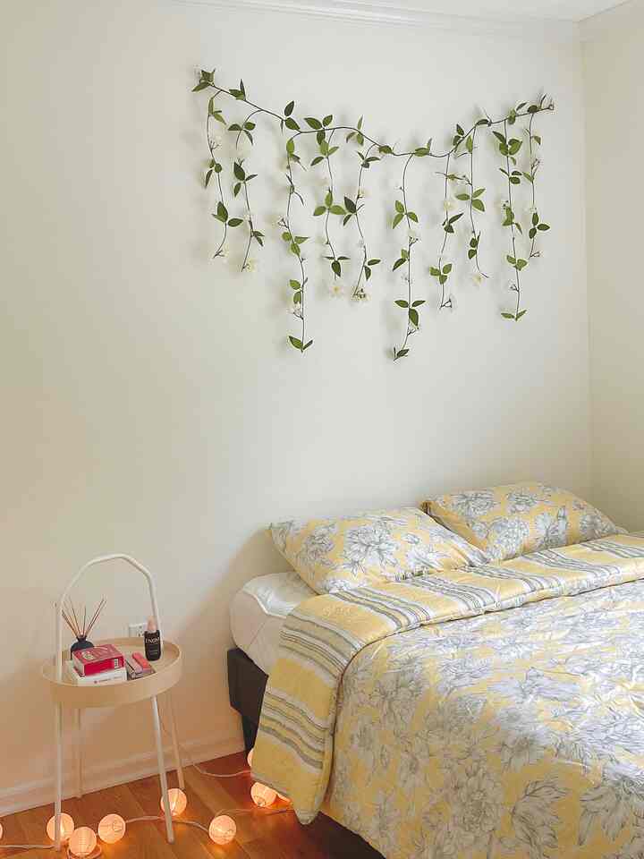 A soft bloom of yellow and light,
where every corner whispers comfort. 
#home504 #guestroom #floralbedding #cozy #bedroom #restarea #welcome 