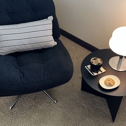 Snuggle up in my happy place 🖤🤍. The coziest spot in my home. Love how the HAY slit table complements my other furniture pieces.
#HAY #sidetable #sofa #ikea #lamp #corner #livingroom #coffeetable 