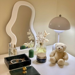 A vanity adorned with a diffuser in place of flowers 🤍
#diffuser #vanitymirror #minimal 