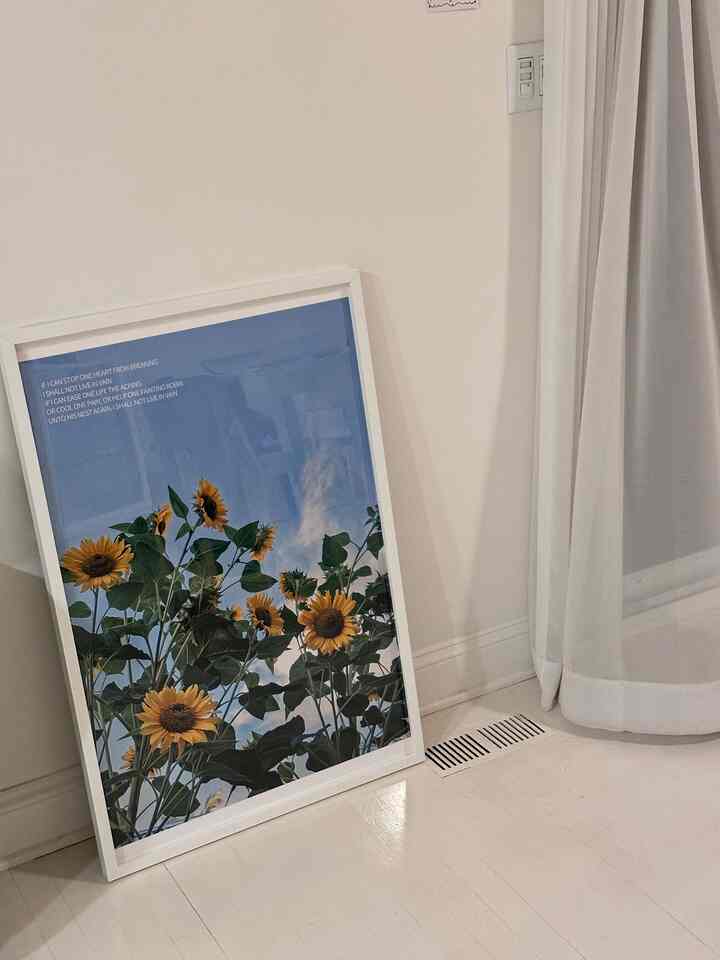 Good luck to my house! 🤍

#poster #posterframe #ikea #livingroominterior #sunflower #sunlight 