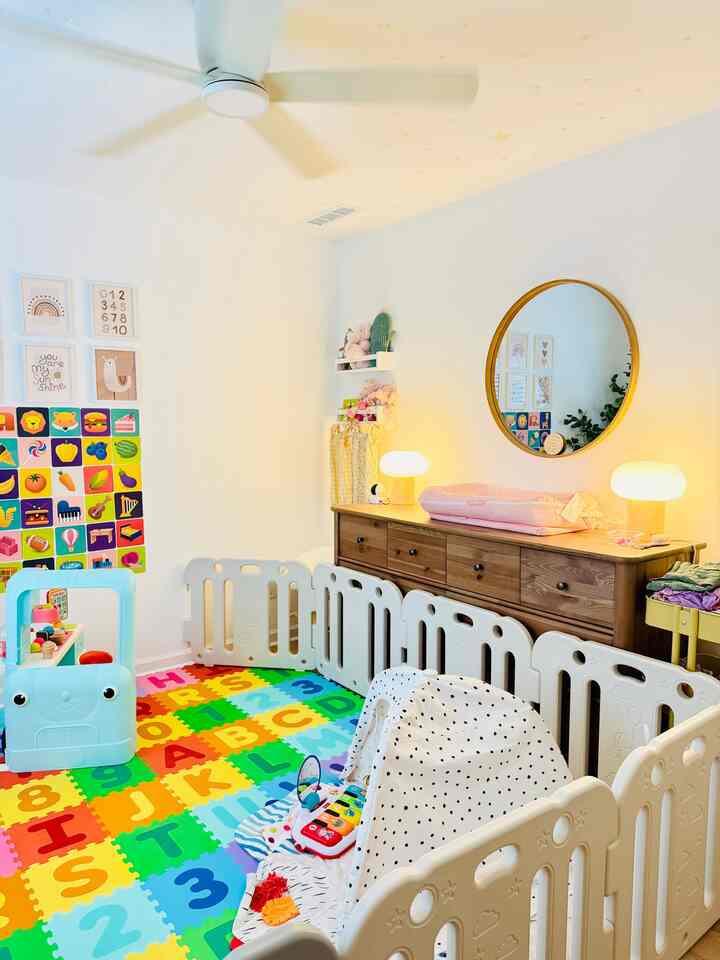 She’s crawling, climbing, and keeping us on our toes… 😮‍💨 so the room guard is up! 😎 Just one more way we’re giving her the freedom to explore safely. 🚼

#nursery #nurseryinterior #nurserydecoration #nurseryfurniture #babymat #babyroomdecoration #babyroominterior #baby #babyroom #playroom #cozy #cozyroom #cozyinterior #cozyhome