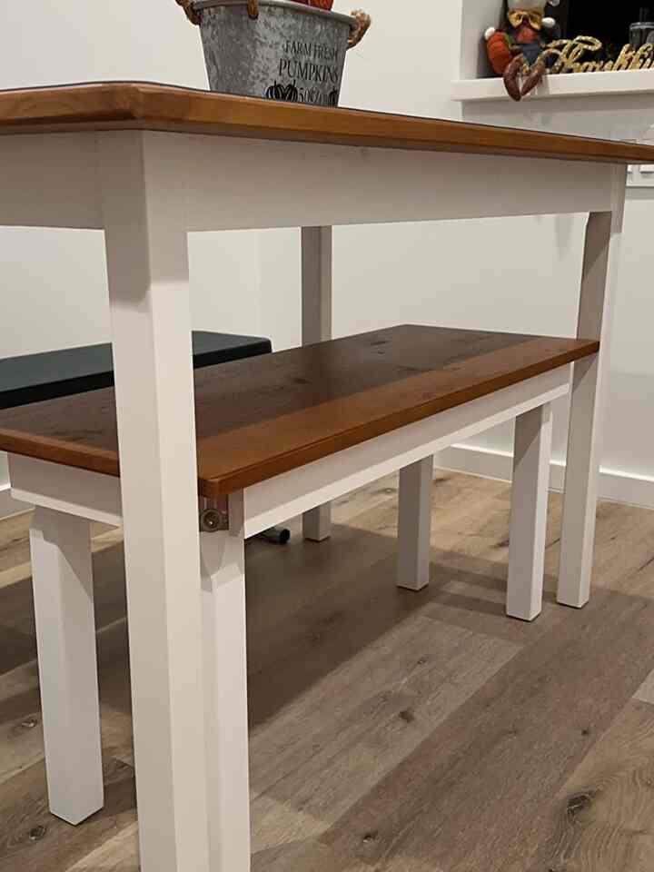 Two-tone wood and white: a perfect blend for a rustic dining space. #homevibes #diningsetup #cozycorner