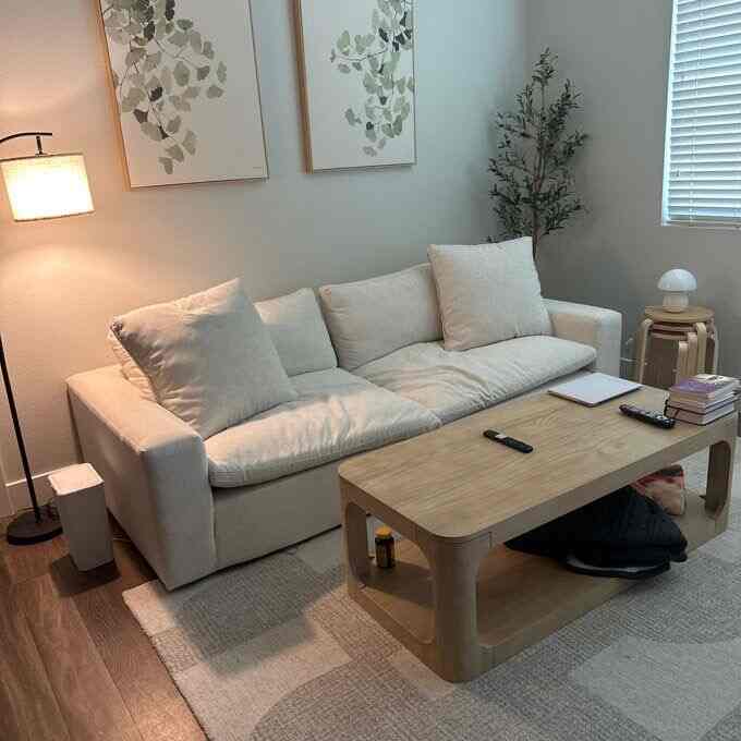 Minimalist setup Perfect for unwinding after a long day this unique wood coffee table #chillzone #homevibes #Homecomforts