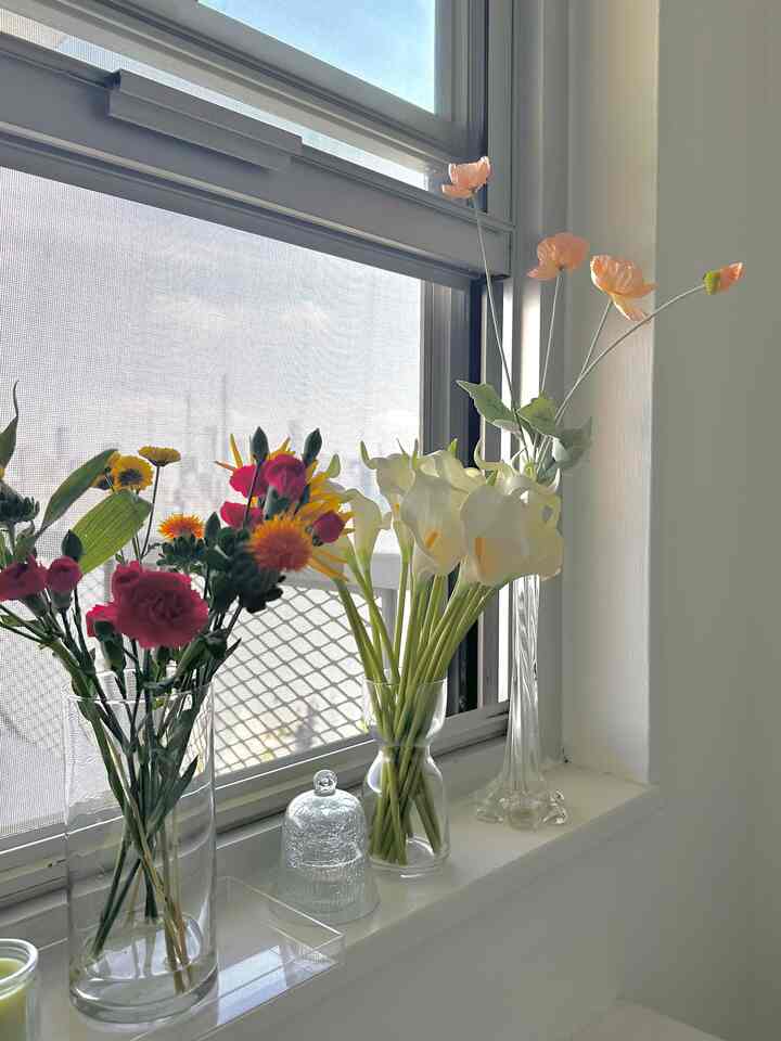 My favorite faux and real flowers on my window sill. 🫶

#myfavoritecollection #styledspaces #vase #flowers 