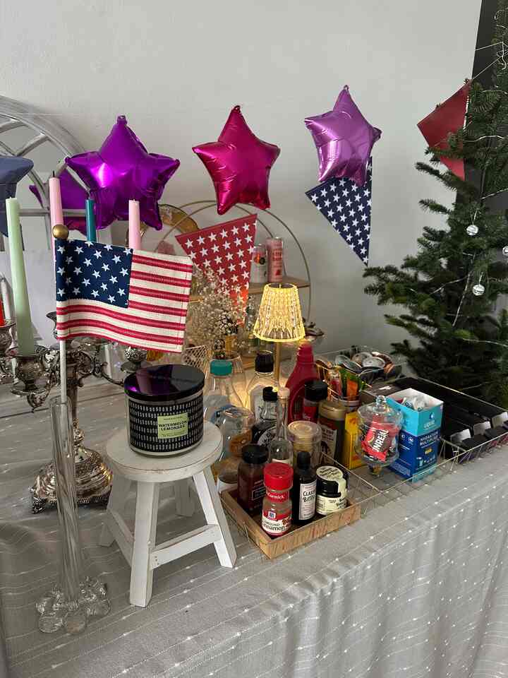 Maximalist decor for my coffee table to celebrate Summer + Fourth of July. ❤️🤍💙

It’s too hot outside - bring the festivities to your home. ☺️ It makes your coffee taste better. 🫶

#July4thDecor #July4Vibes #FourthDecor #FestiveAtHome
