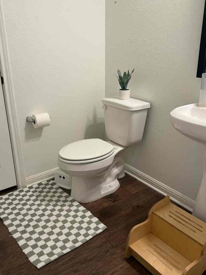 Sage green points for my little half bathroom 💚

 #summerlug #sagegreen #guestbathroom #halfbathroom #fakeplant #minimalinterior 