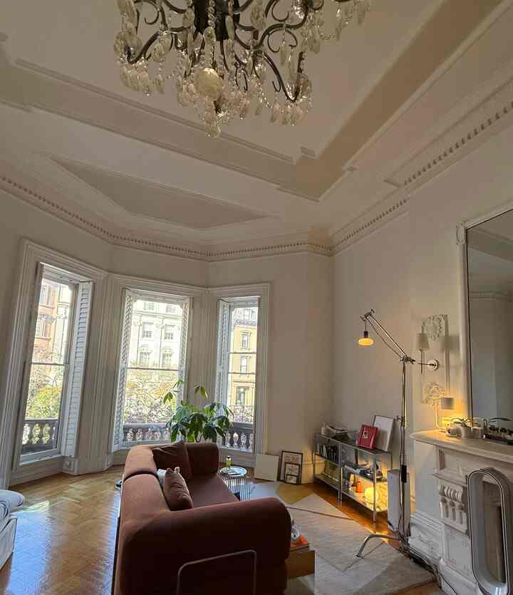 Cozy fall weekend in my studio #studio #brownstone #Frenchinterior #moderninterior #silver #accent #marble #fireplace