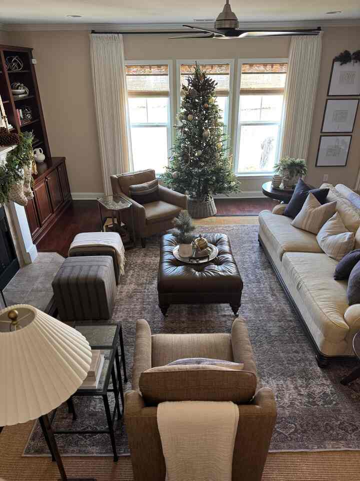 Bright sunny rooms can give warm holiday feels, too! I love a dimly lit room at Christmas time, but sunny days and greenery can be just as beautiful. 
@Ohometoday
#Christmas #Timeless #CozyHome #Livingroom #Seasonal #HomeDesign #ChristmasTree
