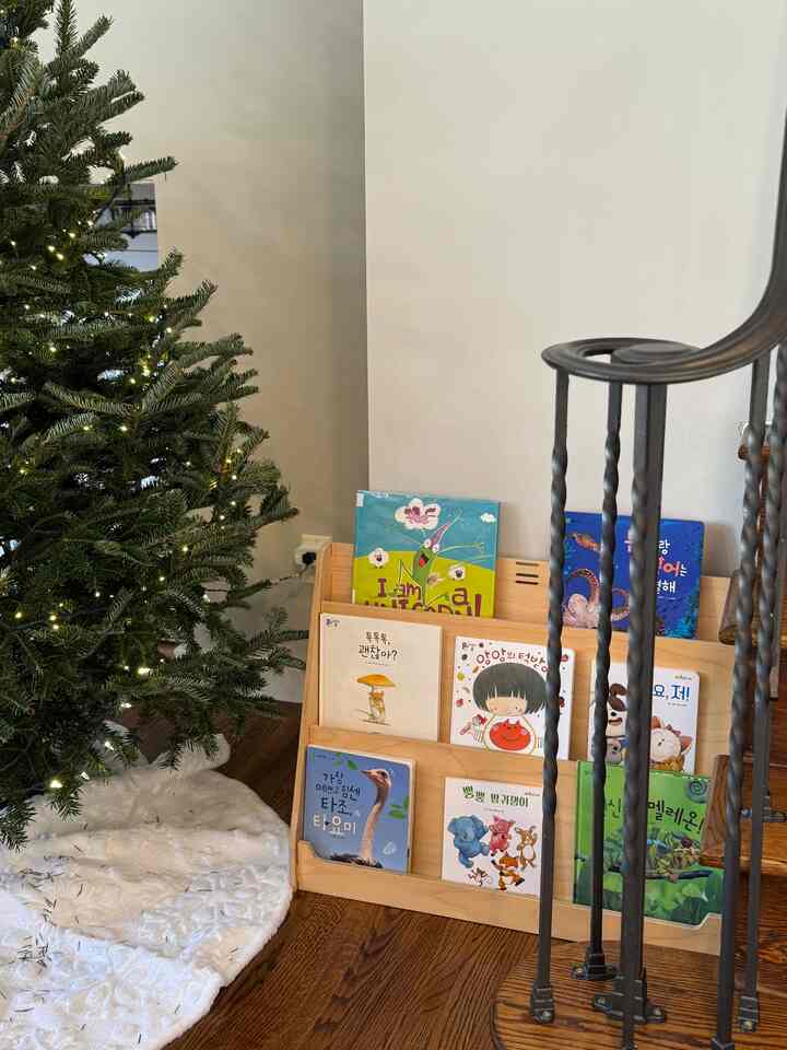 Sebelum kita mengucapkan selamat tinggal pada pohon Natal kesayangan kita 🎄 Kamu telah menghangatkan pojok baca si kecil dengan sangat indah!

#rakbuku #kidsroom #readingnook #montessori #sproutkids #livingroom #미국집