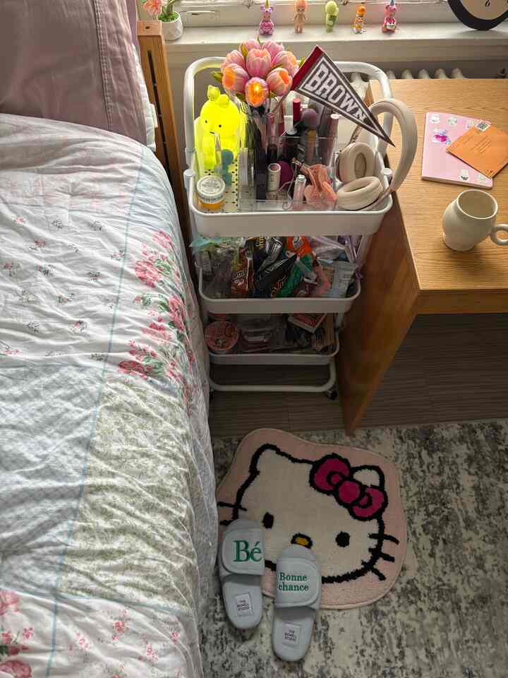 Bedside spread💘 #bedroom #dorm #comfy