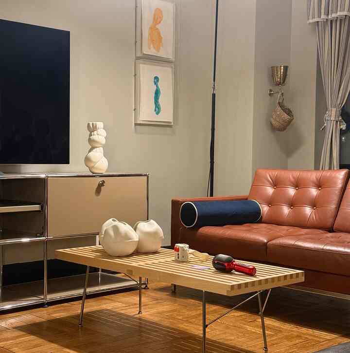 Loveseat sofa 🦋 #livingroom #loveseat #USM #storage 