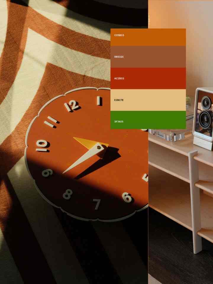 Hues of orange and brown, featuring the cutest clock, my playful rug, and one of my favorite orange lamps :)

#OhouseLight #OhouseGlow #Akarilamp 