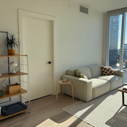 Welcome to my living room! 
#mcm #japandi #dwr #akari #panthella #castelry #bonsai #cozy #highrise